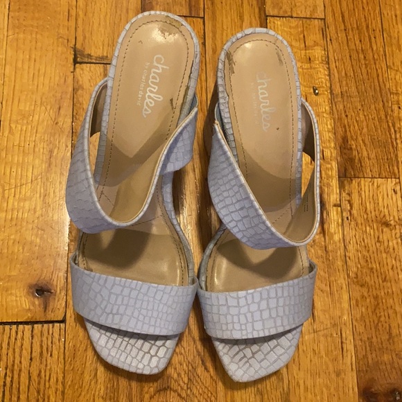 Baby blue Charles David double strap heels - Picture 2 of 5